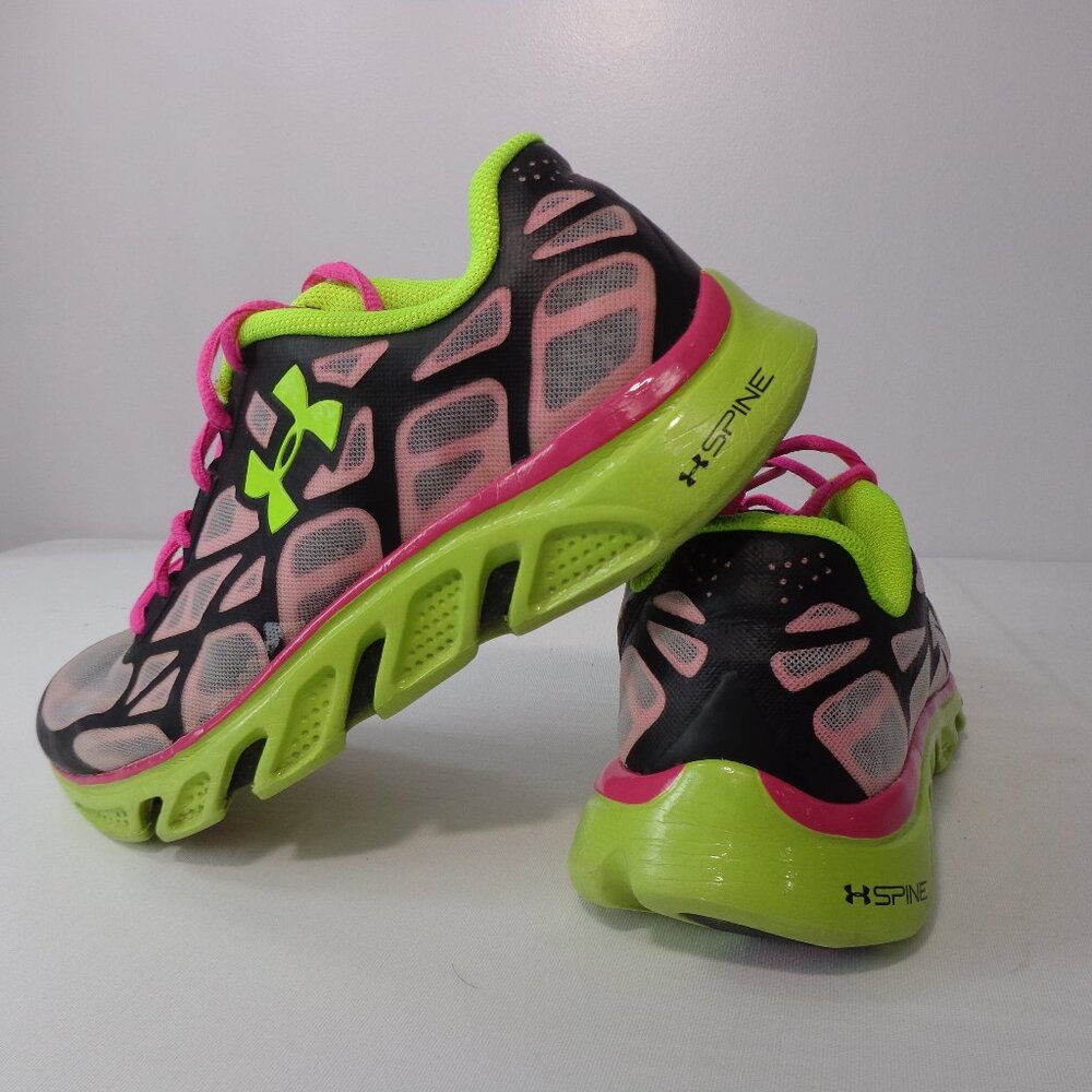 Under Armour Youth Spine‎ Pink/Yellow Running Shoes Girl's Sneakers Size 6Y